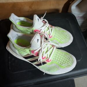 adidas Women's White Neon Green Pink Athletic Shoes